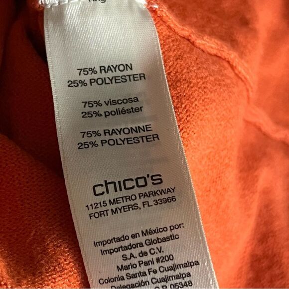 Chico’s Orange Rayon Long Sleeve Top NWT - Picture 7 of 8